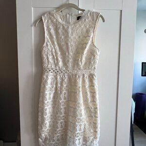 Lulu's Kenna White Crochet Lace Sleeveless Bodycon Dress- Medium